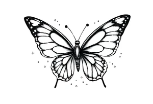 Simple minimalist outline of butterflies with lots of sparkles and bubbles tattoo idea