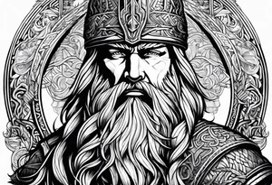 nordic god odin no helmet tattoo idea