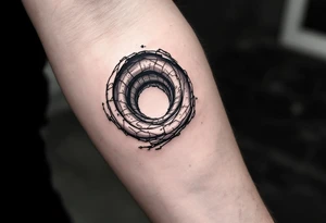 A representation of a worm hole with 2 sides tattoo idea