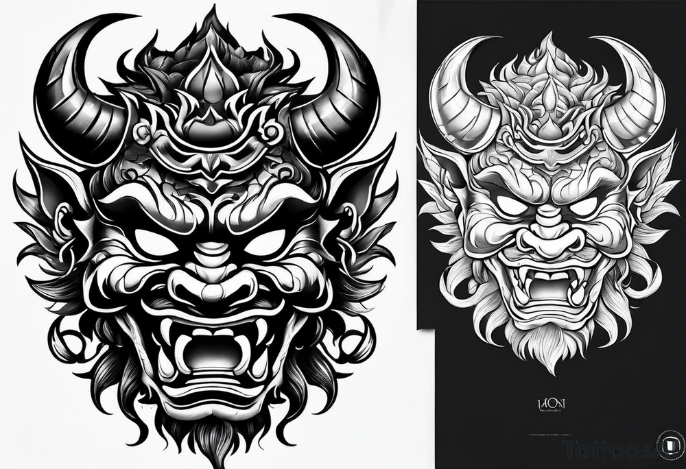Japanese oni mask tattoo idea