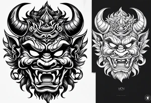 Japanese oni mask tattoo idea