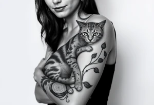 women with cat tattoo idea