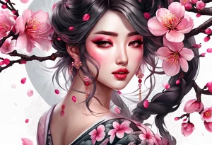 Vibrant, pink plum blossom tattoo idea