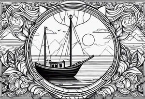 Quote “I see you there” with a boat tattoo idea