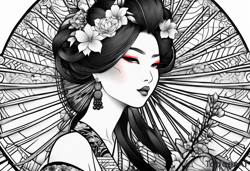 Black Japanese fan tattoo idea