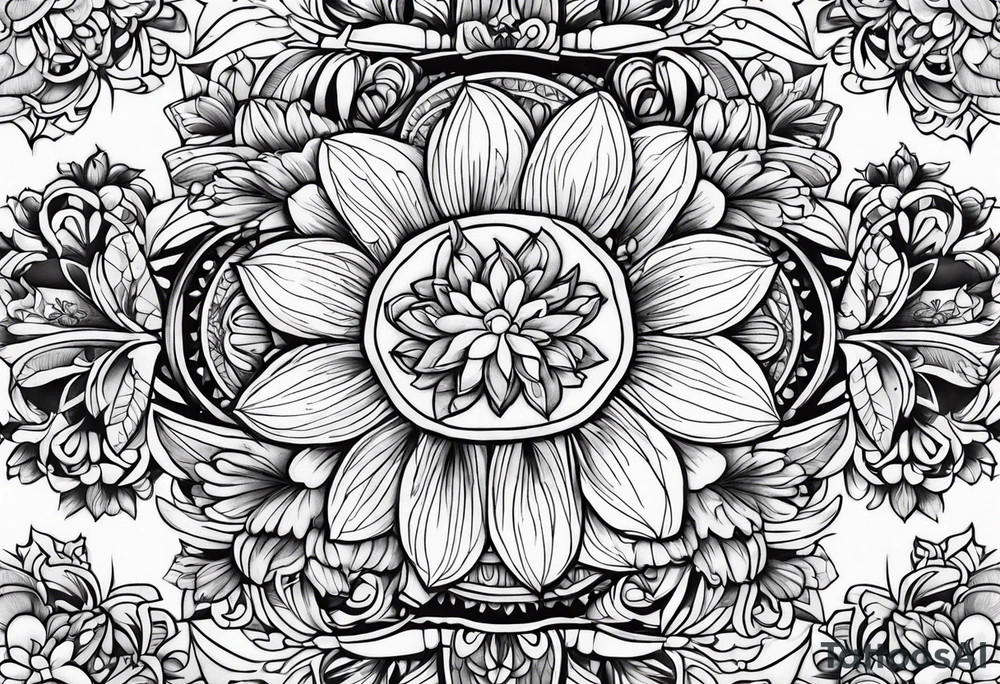 ornaments of flowers tattoo idea