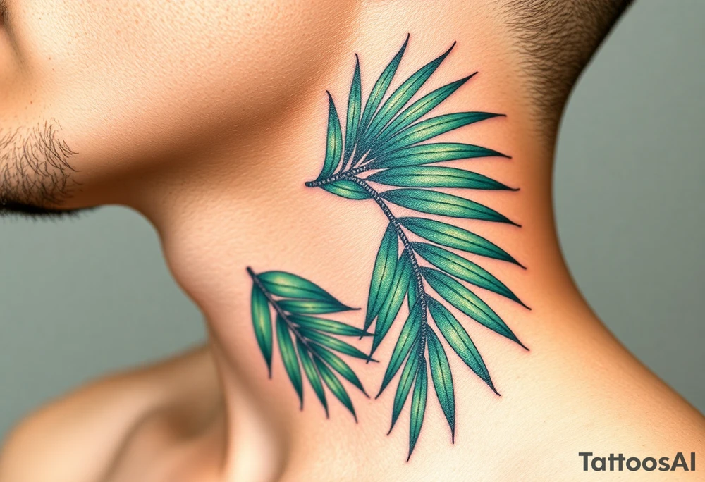 realistic large woven palm leaves tattoo idea