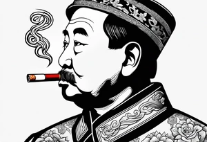 Mao Zedong smoking cigarette tattoo idea