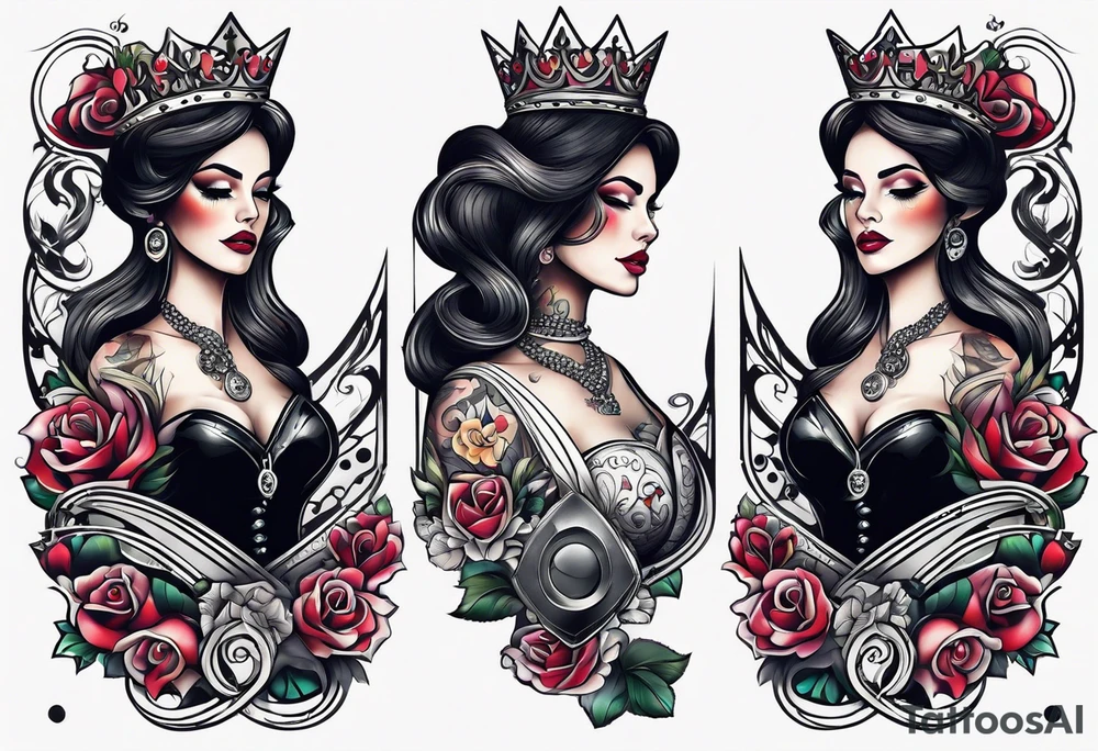 Latin Queen Of Spades tattoo sleeve hentai tattoo idea