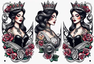 Latin Queen Of Spades tattoo sleeve hentai tattoo idea