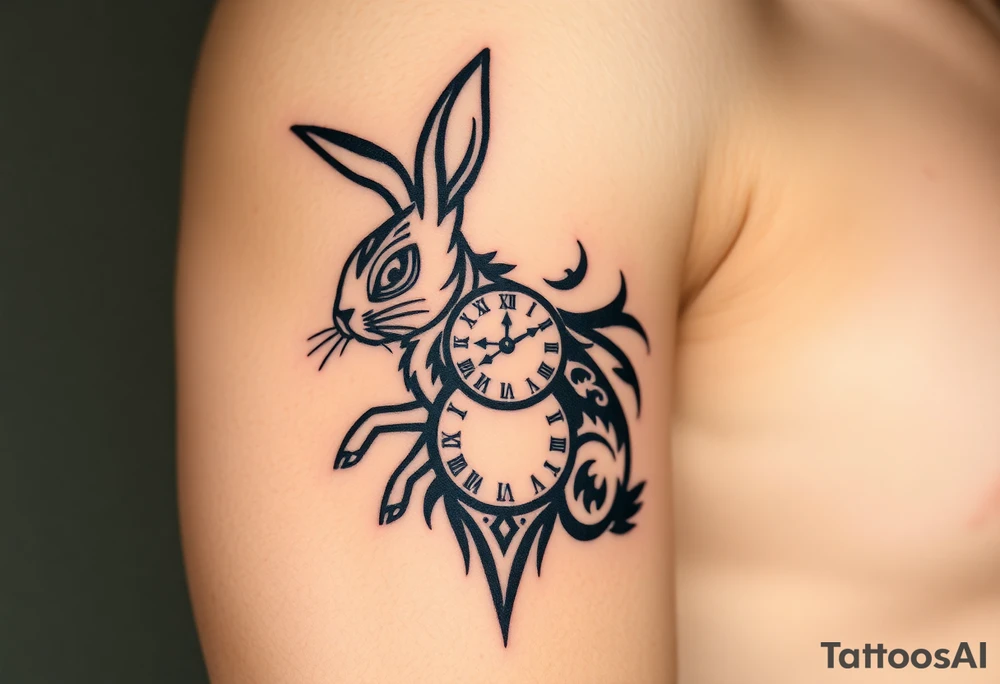 Rabbit with a Clock tattoo idea