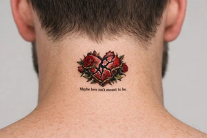 Anatomical heart broken beyond repair entwined by blooming vines, full chest piece. Maybe love isn’t meant to be tattoo idea