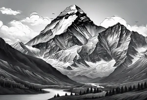 Mount Everest at sunset tattoo idea