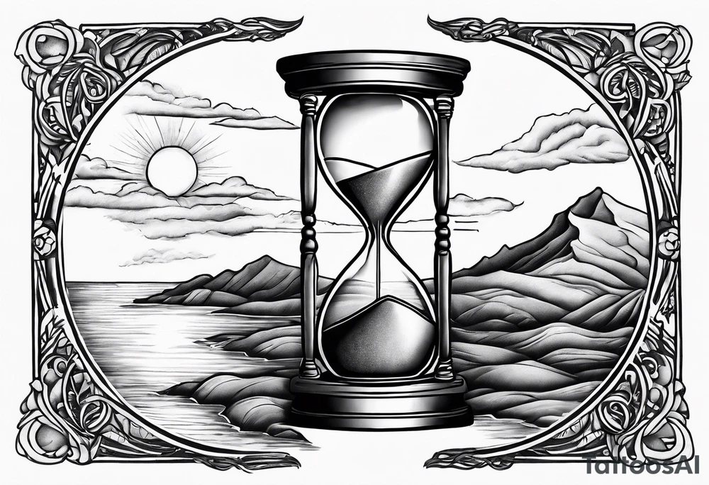 hourglass grandfather memorial sunset tattoo idea