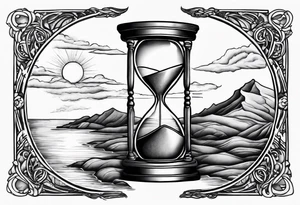hourglass grandfather memorial sunset tattoo idea