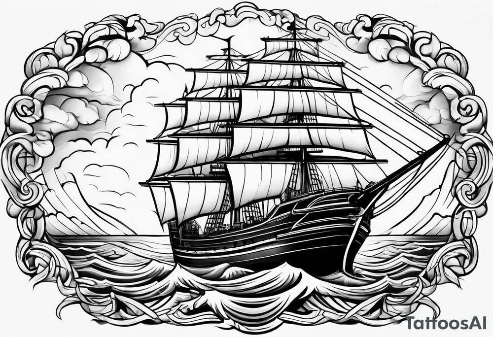 storm clouds surrounding a ship tattoo idea