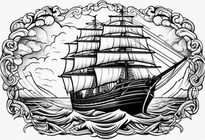 storm clouds surrounding a ship tattoo idea