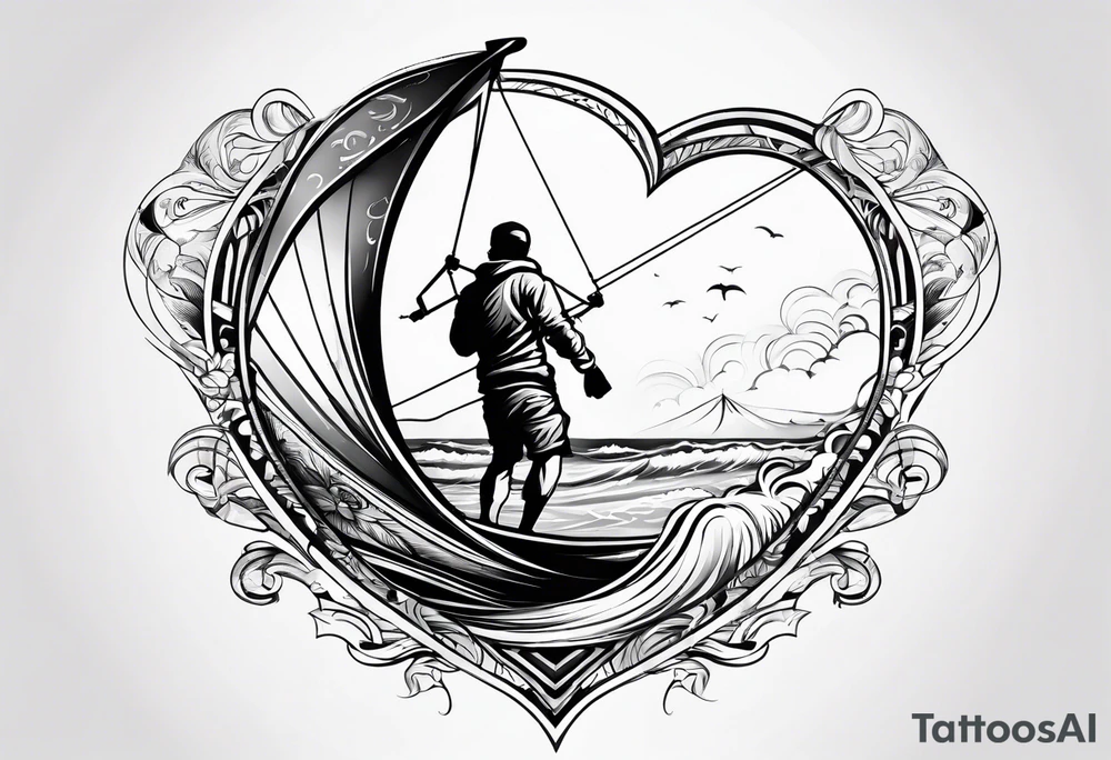 I want a tattoo of a kitesurfer with a heart-shaped sail tattoo idea