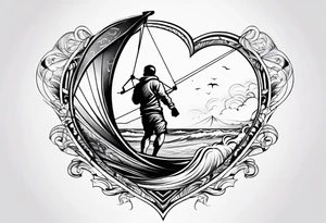 I want a tattoo of a kitesurfer with a heart-shaped sail tattoo idea