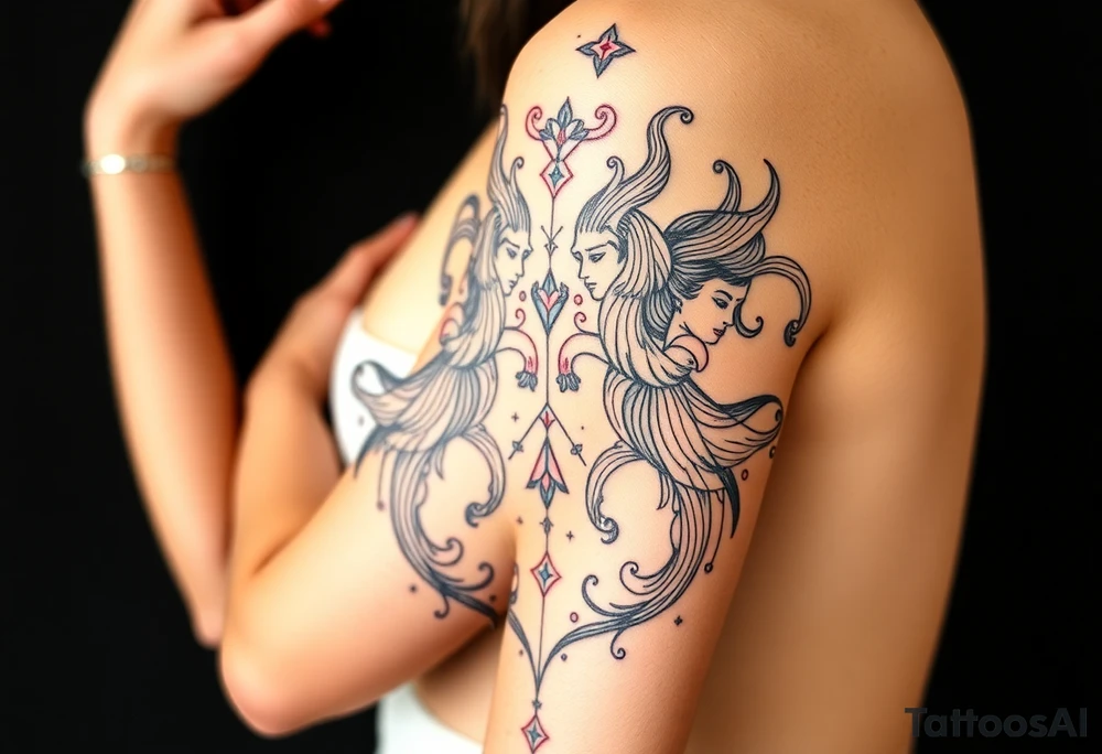 Asian, Gemini, twins tattoo idea