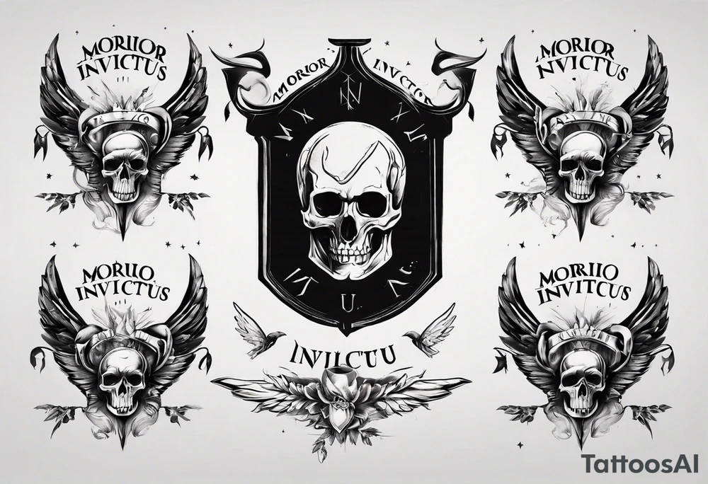 roman font saying "morior invictus" tattoo idea