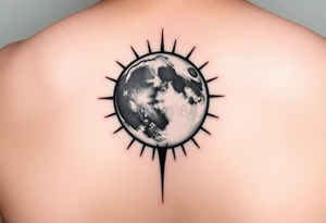 A fine line moon with the sun coming out behind it tattoo idea