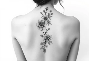 Delicate floral spine tattoo tattoo idea