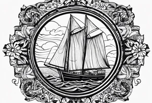 phare maritime dans un bateau entouré de voiles. tattoo idea