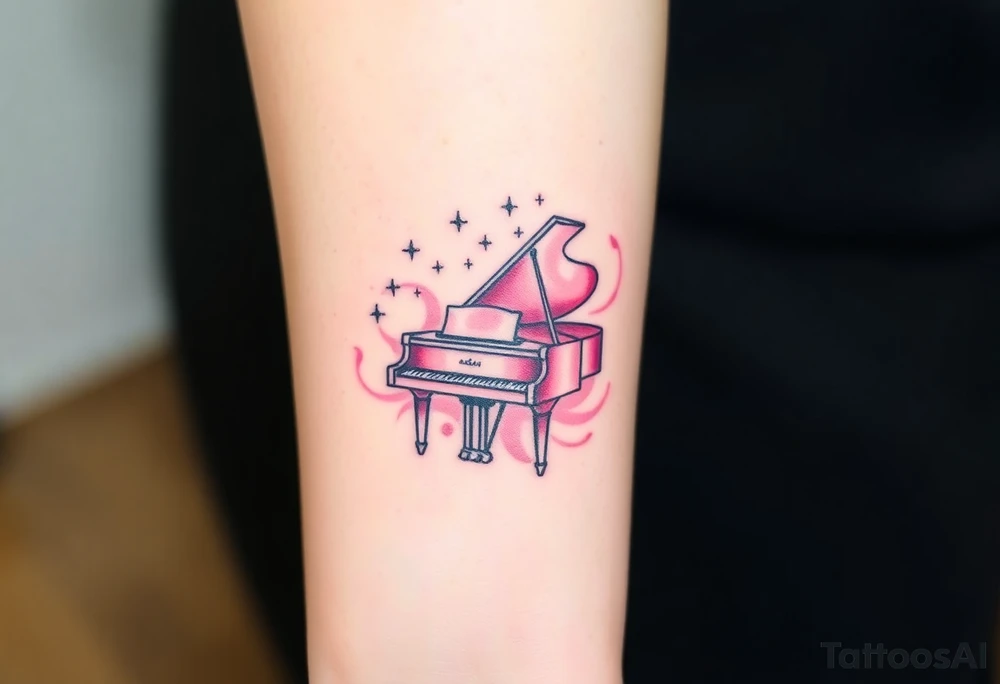 grand piano under the stars swirl pink pallete tattoo idea