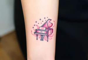 grand piano under the stars swirl pink pallete tattoo idea