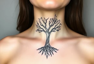 mystical tree of life with cosmic roots and celestial branches tattoo idea