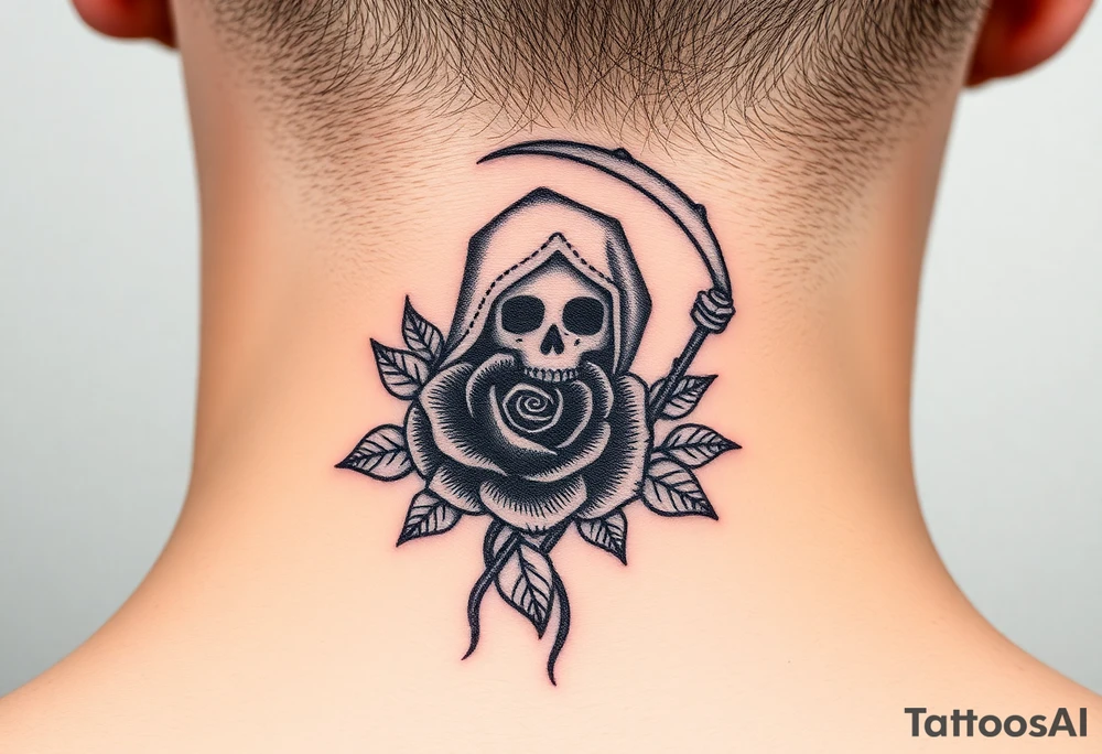 rose and grim reaper tattoo idea