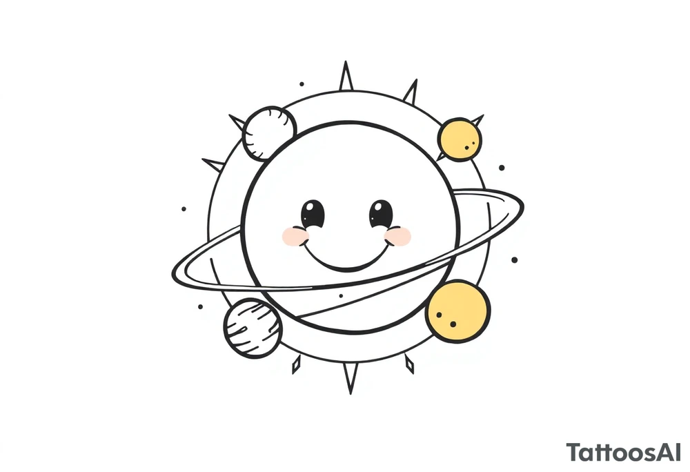 Smiley Cute solar system tattoo idea