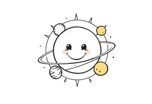 Smiley Cute solar system tattoo idea