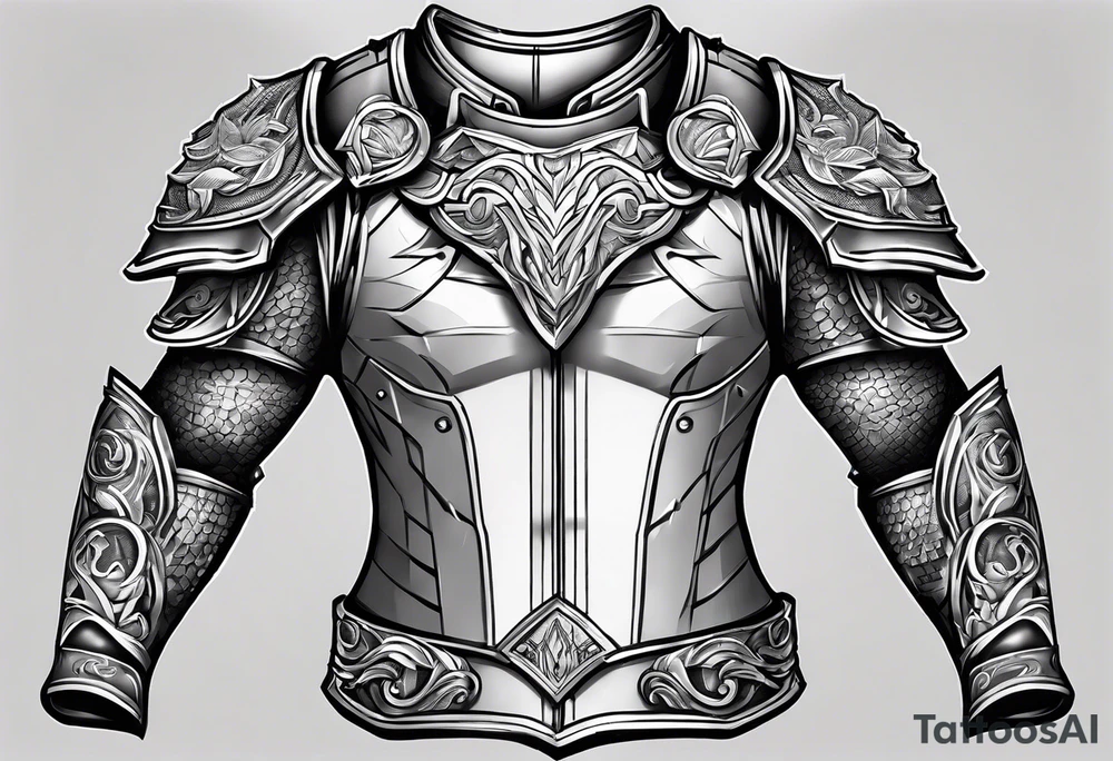 Arm and chest armor for right arm only tattoo idea