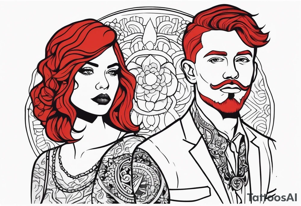 Couple's tattoos red head and mexican tattoo idea