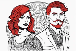 Couple's tattoos red head and mexican tattoo idea