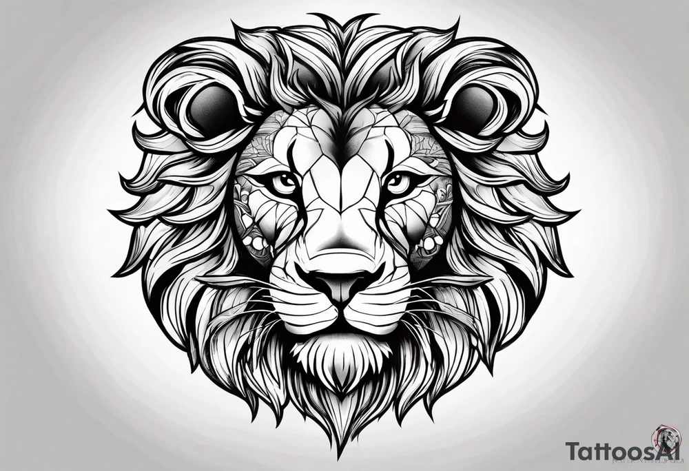 Lion with a heart in its mouth tattoo idea