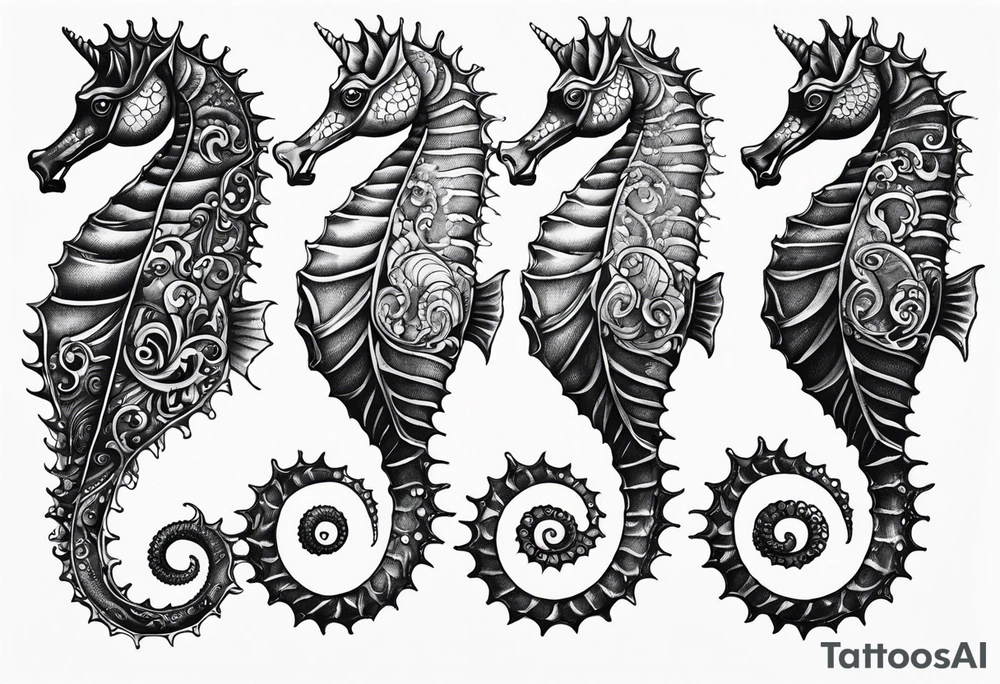 Under ocean seahorse tattoo idea