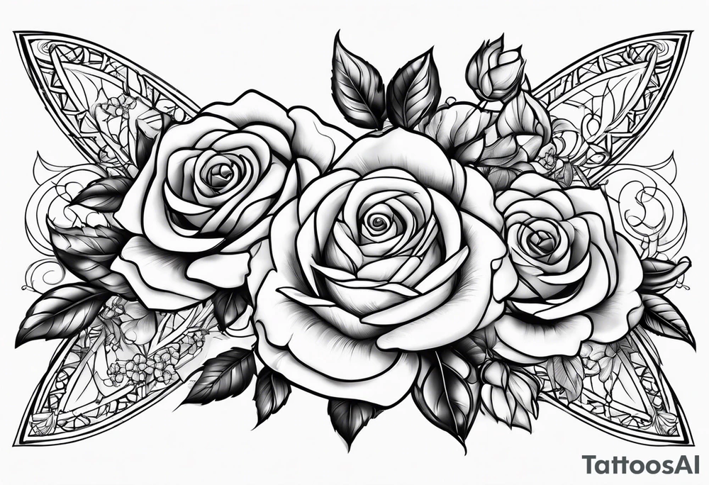 marjrianna name with roses and forever tattoo idea