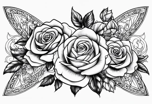 marjrianna name with roses and forever tattoo idea