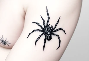 Spider crawling down sideways with the letter Y on the body of the spider tattoo idea