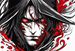 Bleeding tears flow from Alucard's eye in Hellsing tattoo tattoo idea