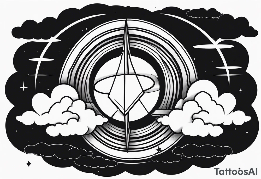 saturn, clouds, broken heart, halo, devil horns tattoo idea saturn, clouds, broken heart, halo, devil horns tattoo idea