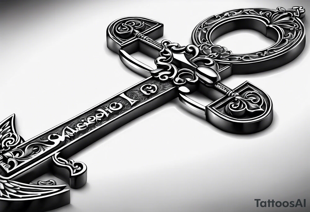 Simple skeleton key for him, incorporate the letter a tattoo idea