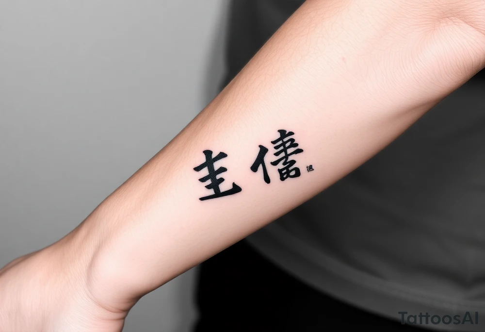 two kanjis on forearm with a background tattoo idea