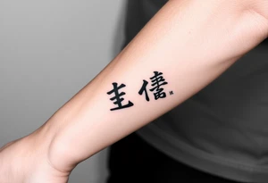 two kanjis on forearm with a background tattoo idea
