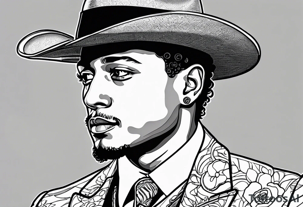 patrick mahomes in a suit and fedora tattoo idea