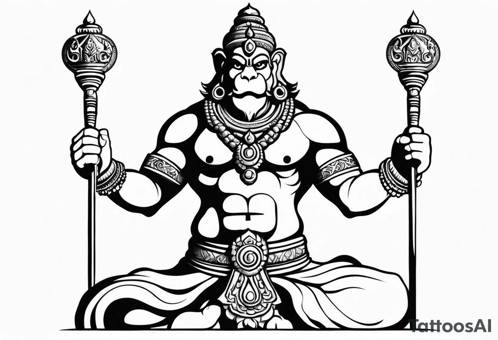 hanuman holding his mace tattoo idea