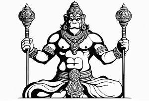 hanuman holding his mace tattoo idea